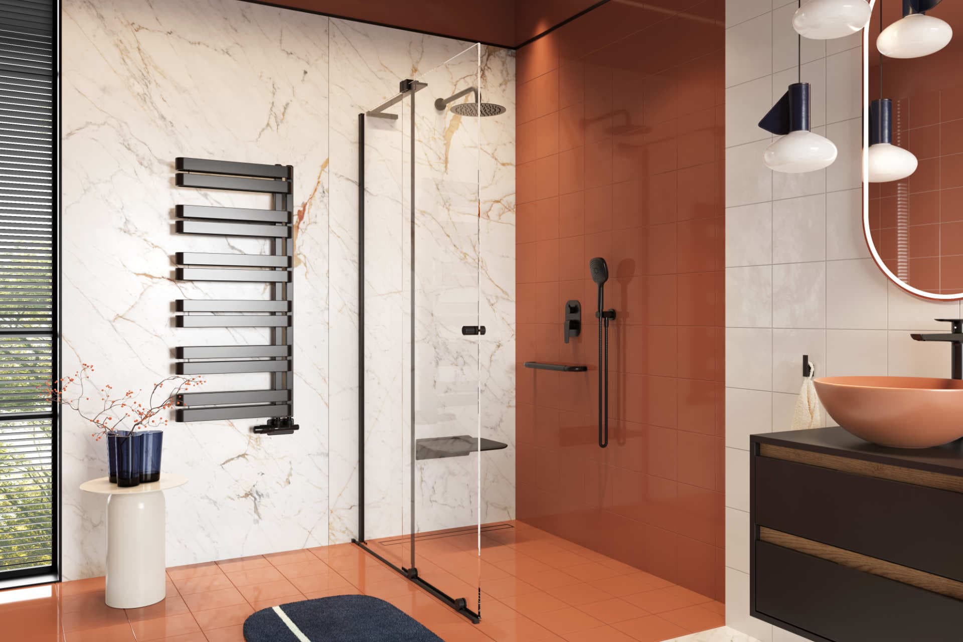 Clever 2.0 concealed shower and bathtub set with 25 cm rain shower head, 3 functions, black soft