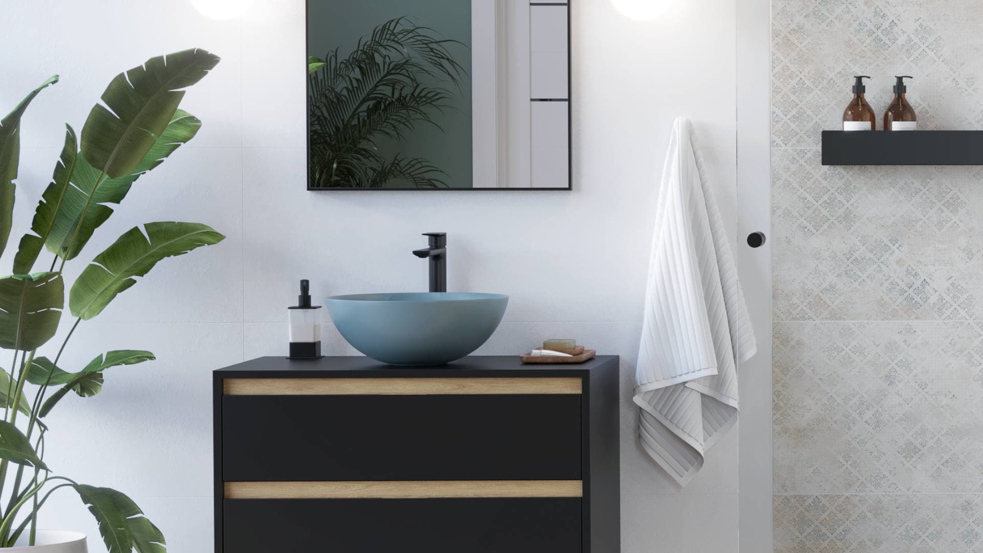Glad bateria umywalkowa stojąca wysoka, czarny soft