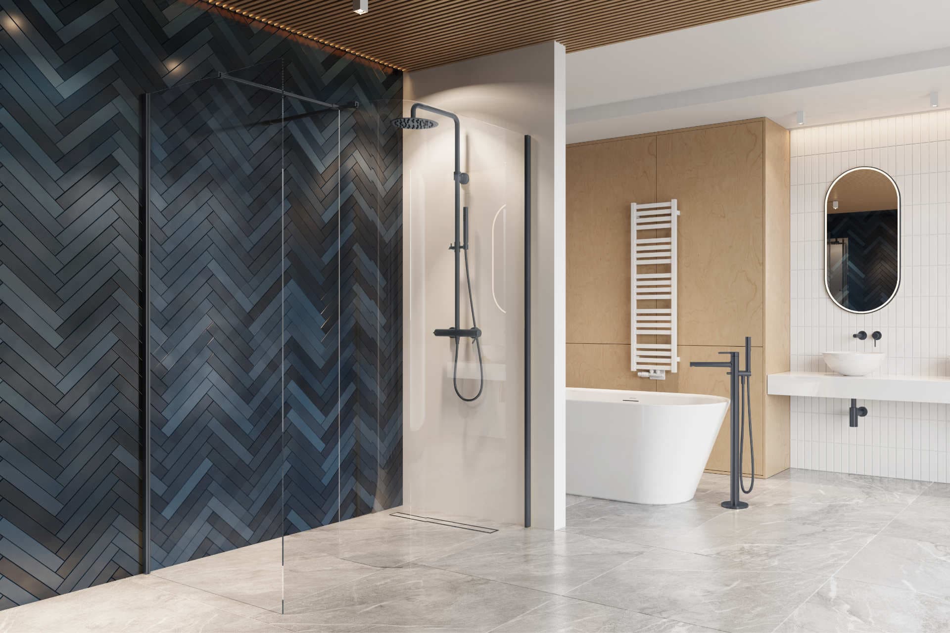 Vidoq walk-in ścianka prysznicowa prosta 90x200 cm, powłoka Clean Control, grafit szczotkowany