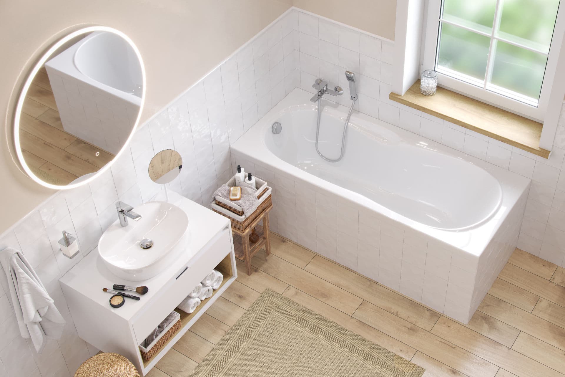Sekwana wanna prostokątna 160x70 lustro Lumiro